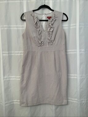 Merona Sleeveless Ruffle V-Neck Shift Dress in Light Pink and White Stripe